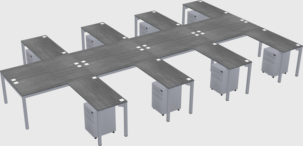 Shared l-shaped desk