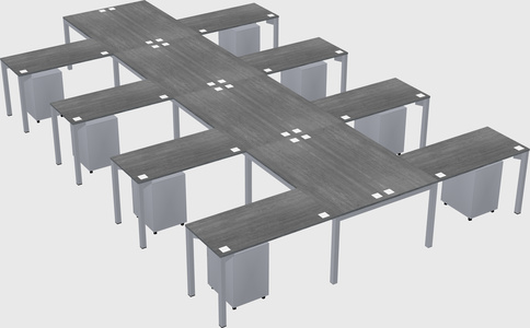 Shared l-shaped desk