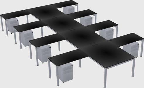 Shared l-shaped desk