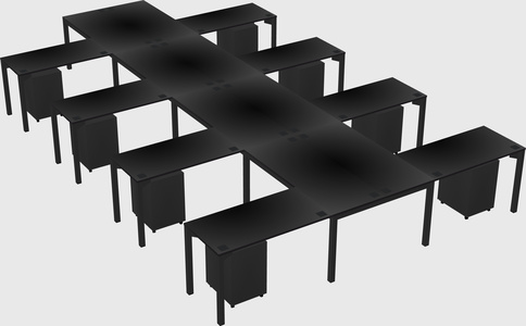 Shared l-shaped desk