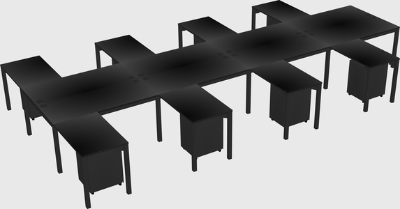 Shared l-shaped desk
