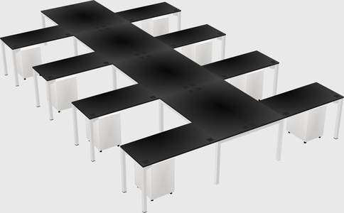 Shared l-shaped desk