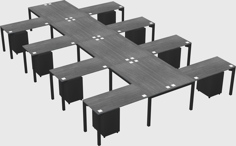 Shared l-shaped desk