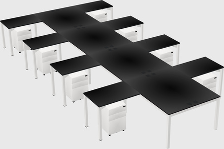 Shared l-shaped desk