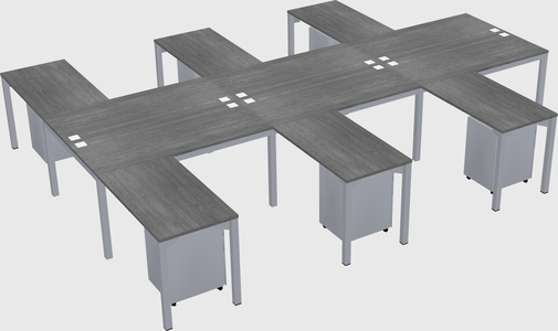 Shared l-shaped desk
