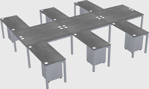 Shared l-shaped desk