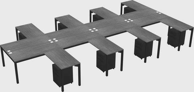 Shared l-shaped desk