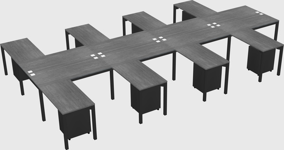 Shared l-shaped desk