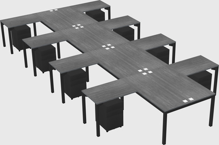 Shared l-shaped desk