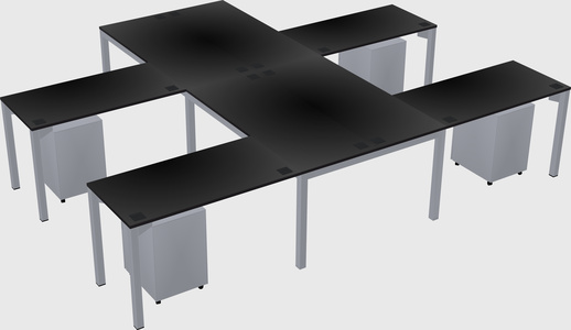 Shared l-shaped desk