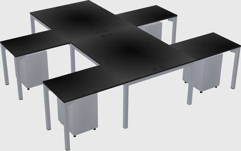 Shared l-shaped desk