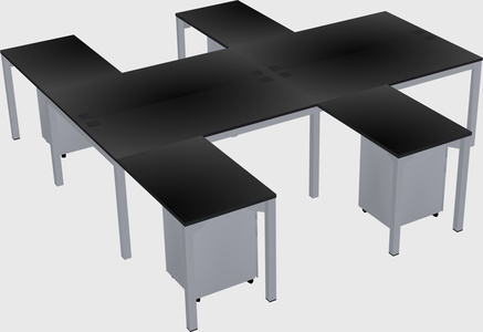 Shared l-shaped desk