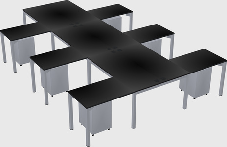 Shared l-shaped desk