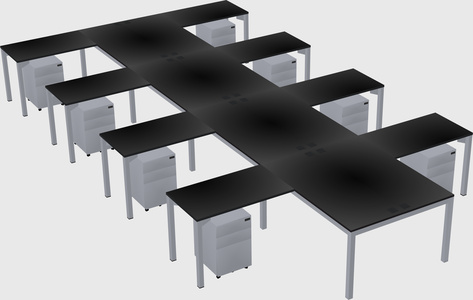 Shared l-shaped desk