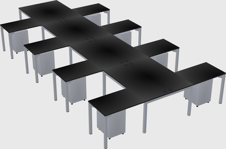 Shared l-shaped desk