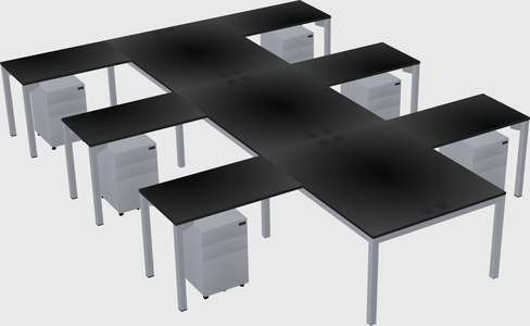 Shared l-shaped desk