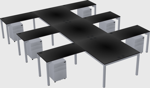 Shared l-shaped desk