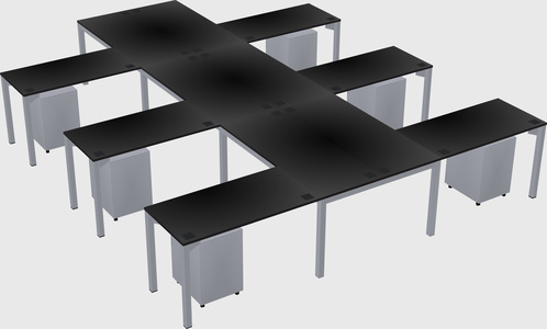 Shared l-shaped desk