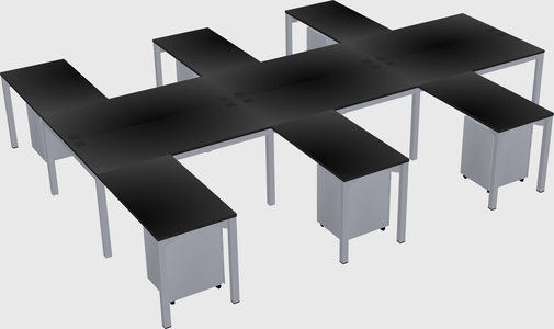 Shared l-shaped desk