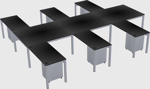 Shared l-shaped desk