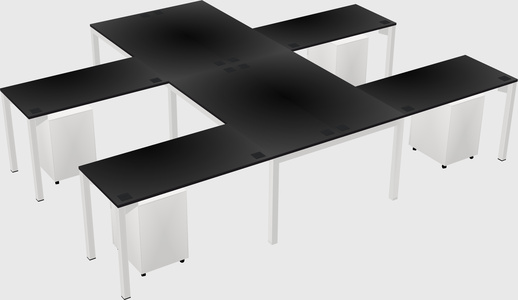 Shared l-shaped desk