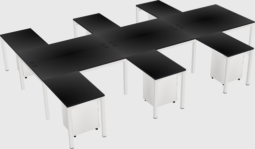 Shared l-shaped desk