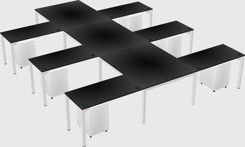 Shared l-shaped desk
