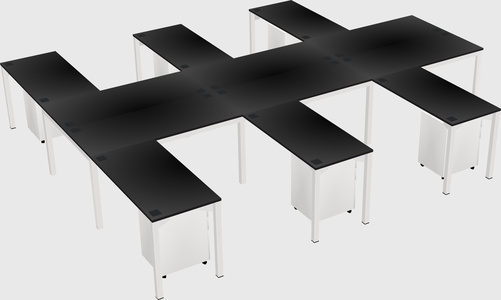 Shared l-shaped desk