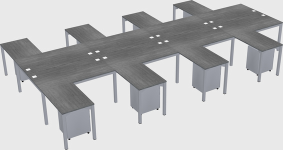 Shared l-shaped desk
