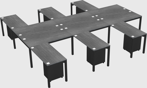 Shared l-shaped desk