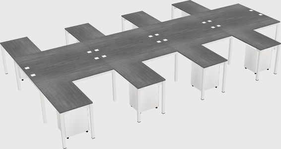 Shared l-shaped desk