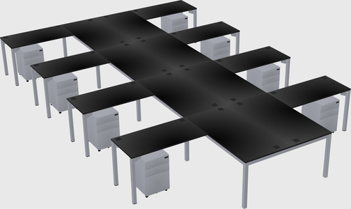 Shared l-shaped desk