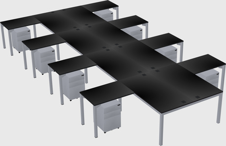 Shared l-shaped desk
