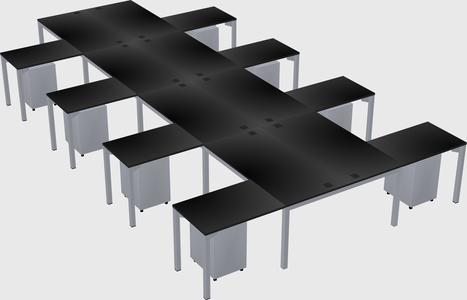 Shared l-shaped desk
