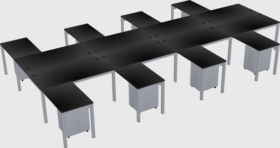 Shared l-shaped desk