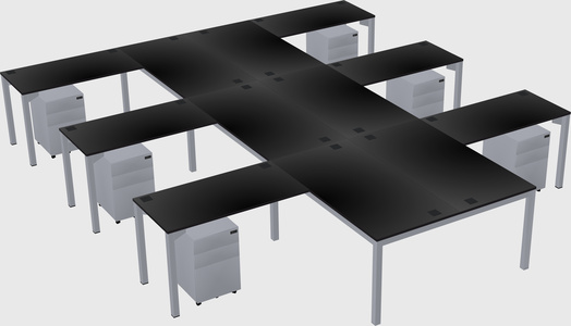Shared l-shaped desk