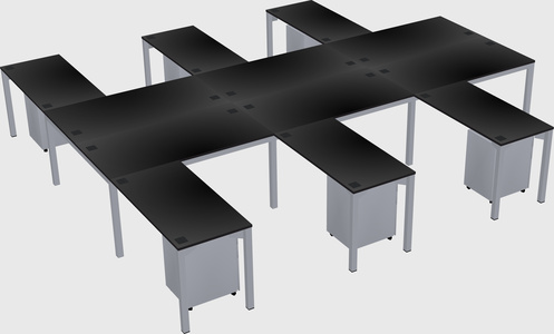 Shared l-shaped desk