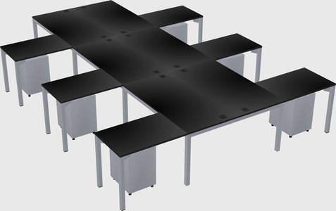 Shared l-shaped desk