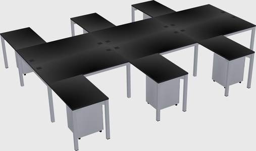 Shared l-shaped desk