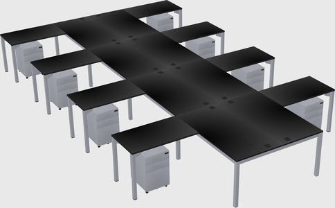 Shared l-shaped desk