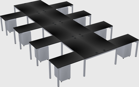 Shared l-shaped desk