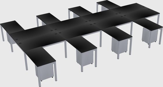 Shared l-shaped desk