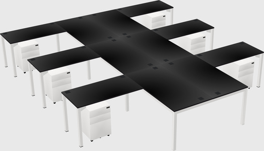 Shared l-shaped desk