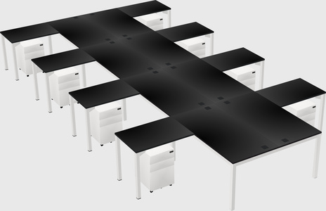 Shared l-shaped desk