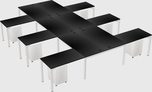 Shared l-shaped desk