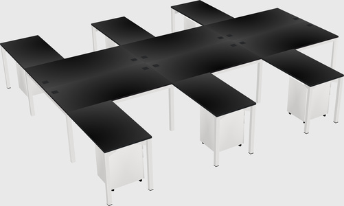 Shared l-shaped desk