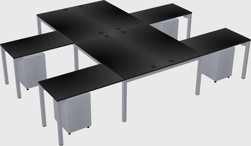 Shared l-shaped desk