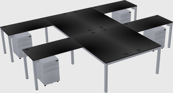 Shared l-shaped desk