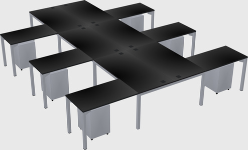Shared l-shaped desk