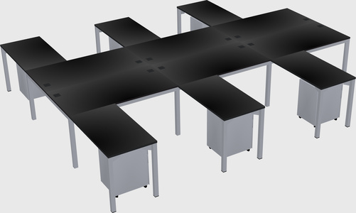 Shared l-shaped desk